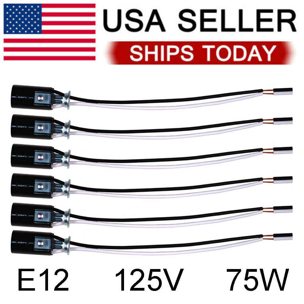 5-20PCS E12 Lamp Holder Light Socket Candelabra Bulb Sockets With 6" Wire