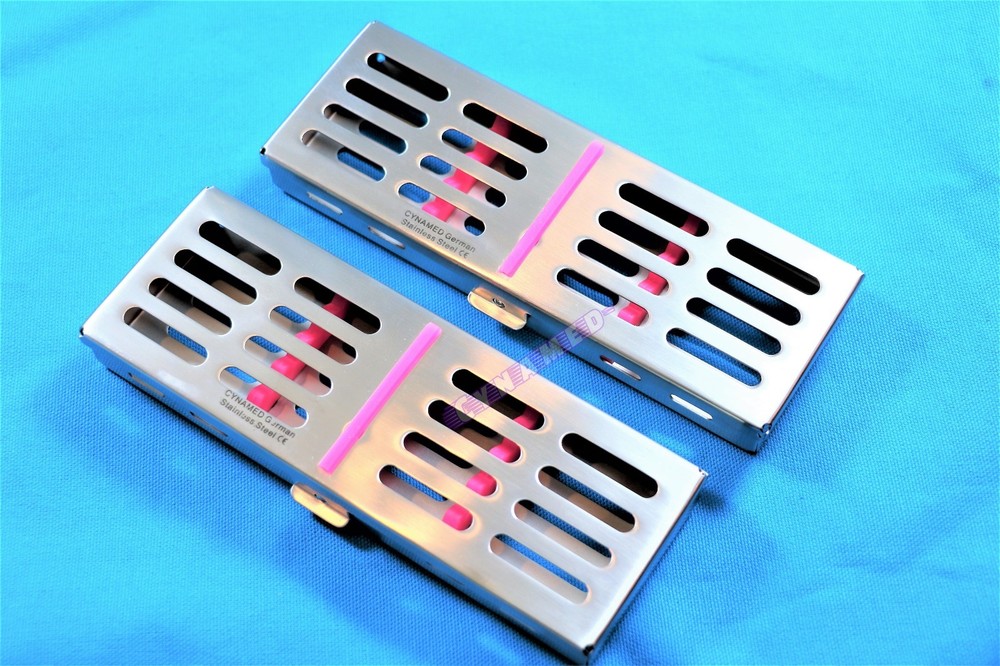 5EA PINK STERILIZATION CASSETTE RACK FOR 5 INSTRUMENTS GERMAN GRADE STAINLESS