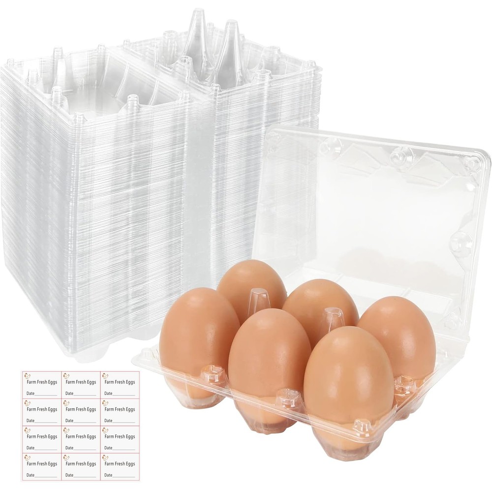 Plastic Clear Egg Carton for 6 Eggs,12Pack Egg Tray Reusable Medium