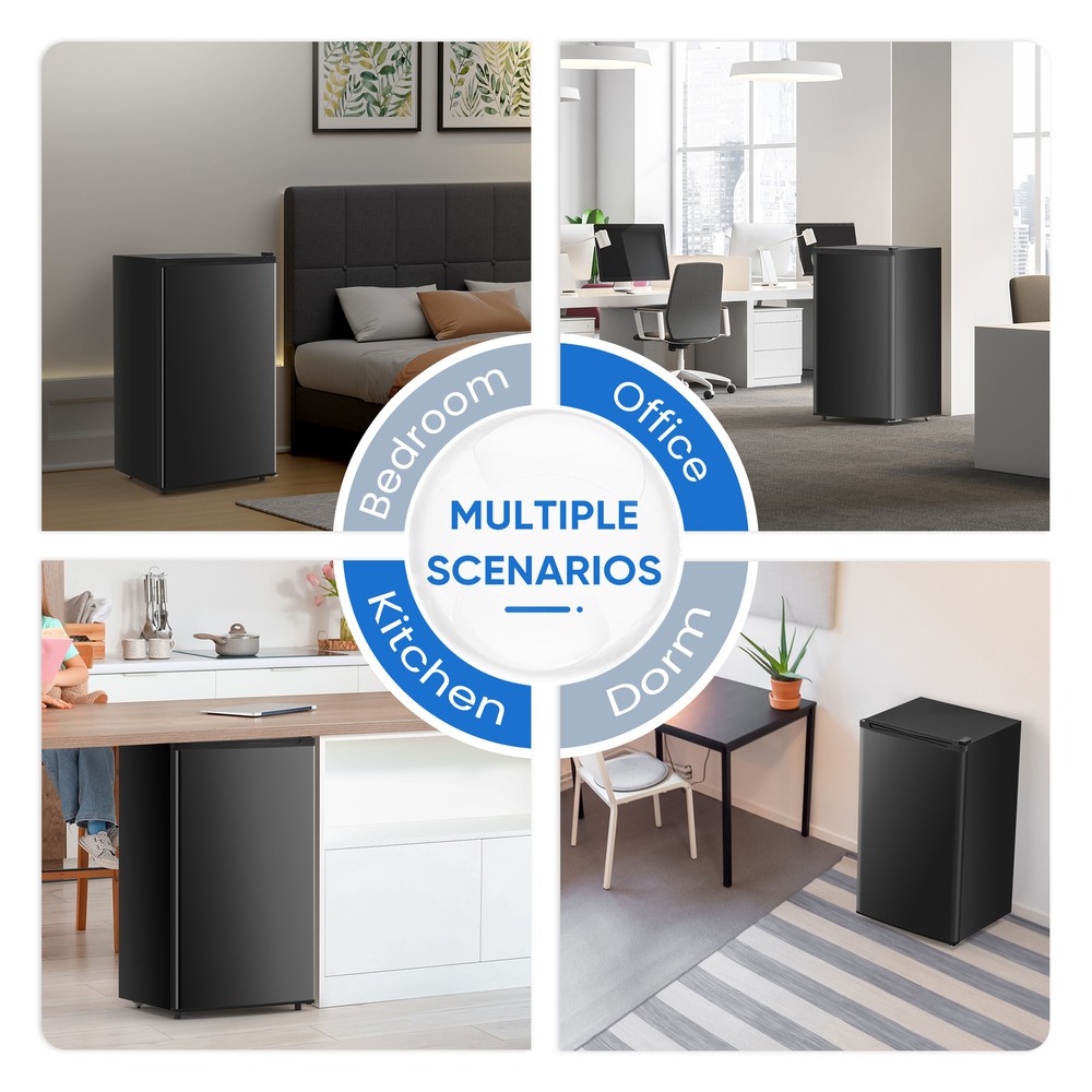 Quiet Mini Fridge with Freezer Compartment, Single Door Design