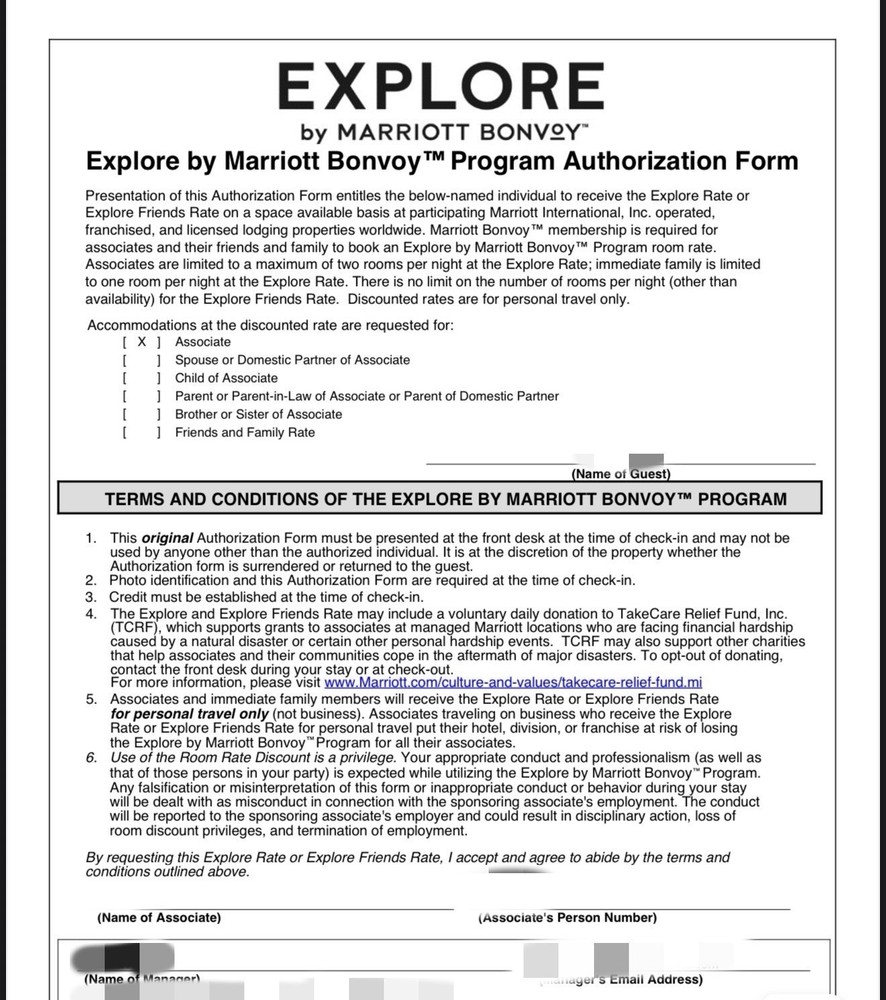 Marriott MMP explore rate form