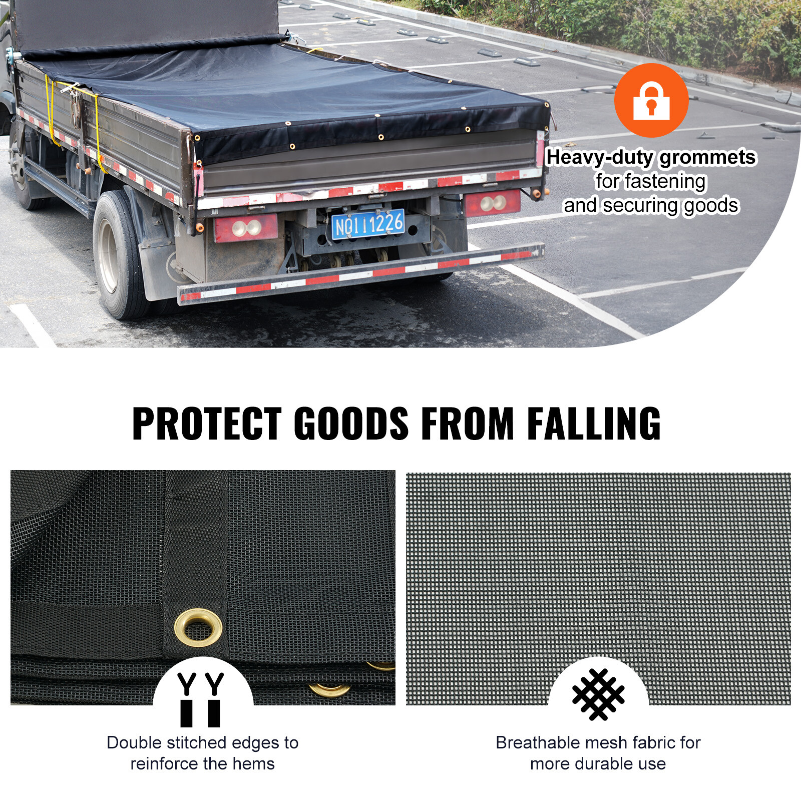 7' x 14' Dump Truck Tarp Mesh Tarp PVC 18oz Double Pockets Trailer Shade
