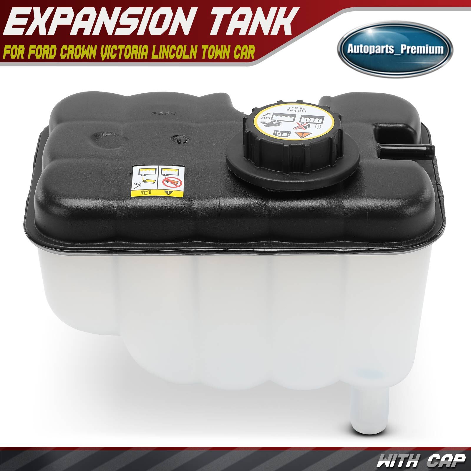 Engine Coolant Reservoir w/ Cap for Ford Crown Victoria Lincoln Town Car Mercury