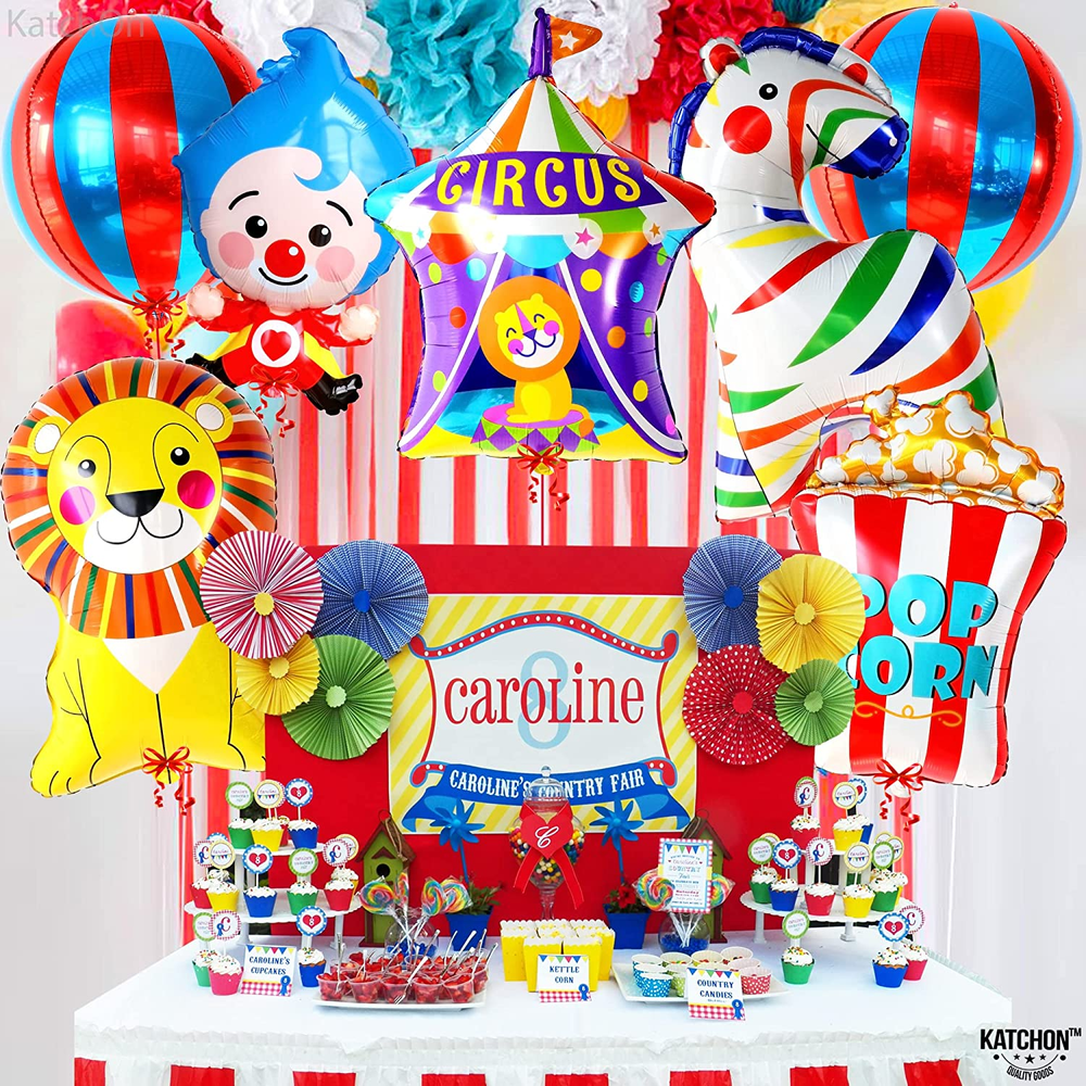 Circus Balloons for Carnival Theme Party Decorations, 7 Count, Perfect for
