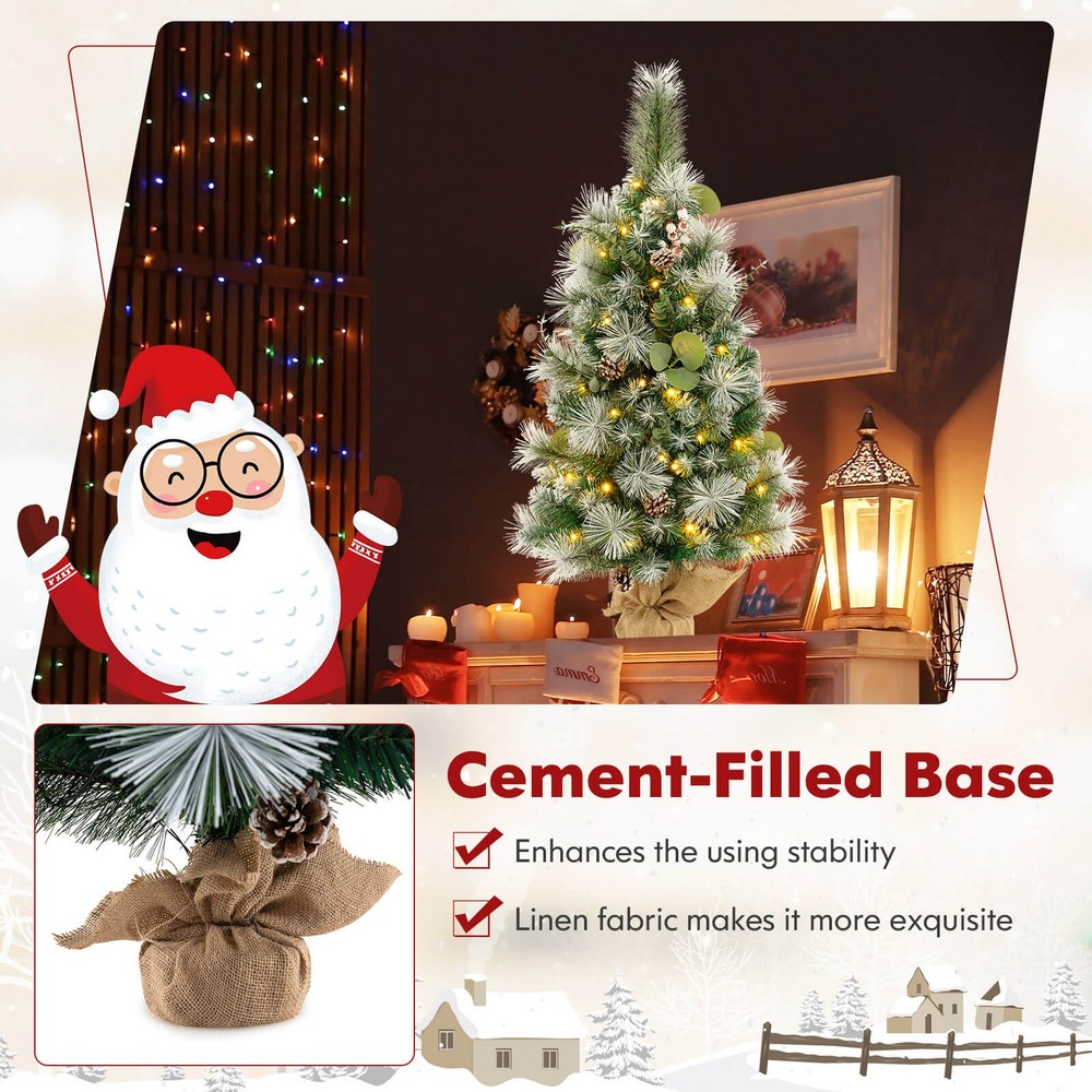3 ' Artificial Christmas Tree w/ 98 Branch Tips Pine Needles Eucalyptus Leaves
