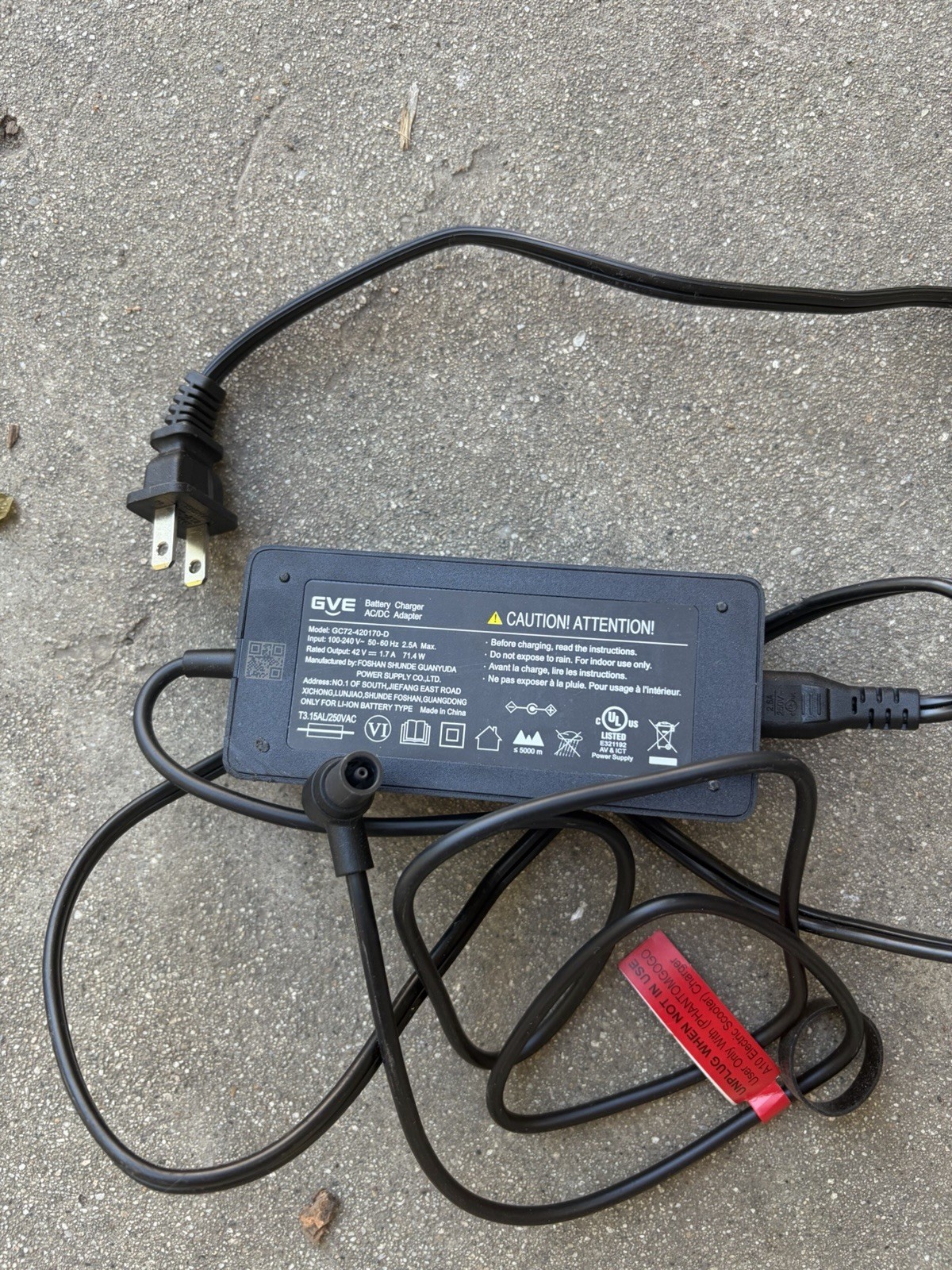 Phantomgogo A10 E-Scooter Genuine Original Charger - New Special Port