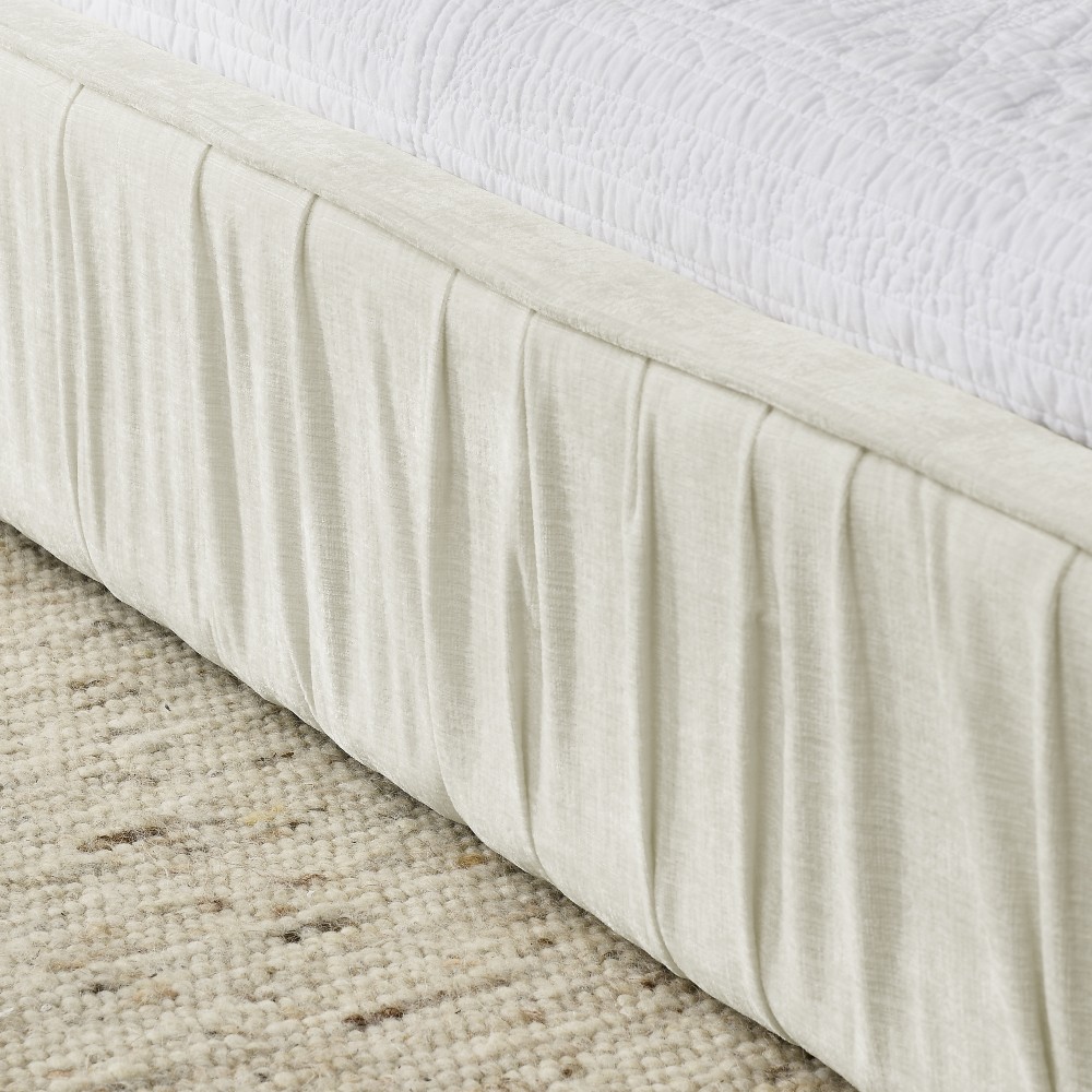 Queen Upholstered Bed Frame w/ Headboard & Platform Base, Beige