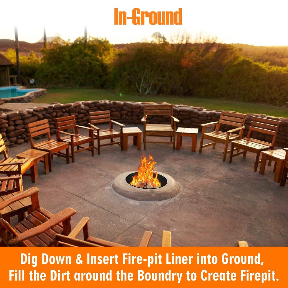 Fire Ring - 36"Dia & 10"H- 2mm - Outside Fire Pit Insert - Round Fire Pit Liner