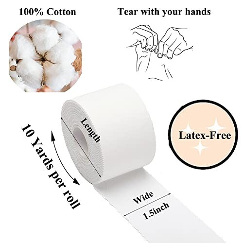 Athletic Tape 2/5 Pack White Sport Tape,Very Strong No Sticky Residue Wrist Ankl