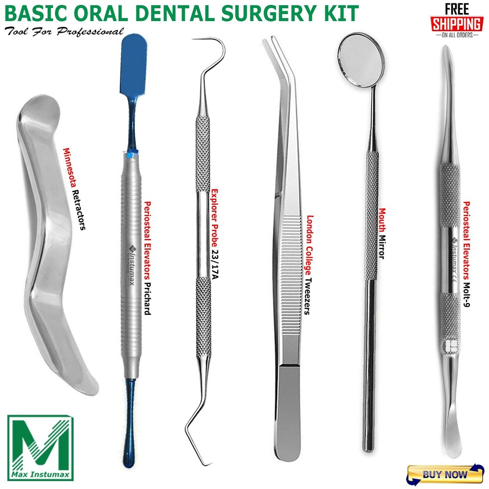 6 PCS PREMIUM BASIC ORAL DENTAL SURGERY SURGICAL INSTRUMENTS SET KIT