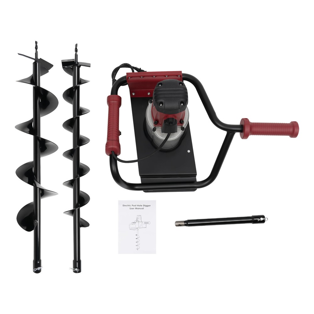 1.6HP Electric Post Hole Digger with 2 Drill Bits and Adjustable Speed