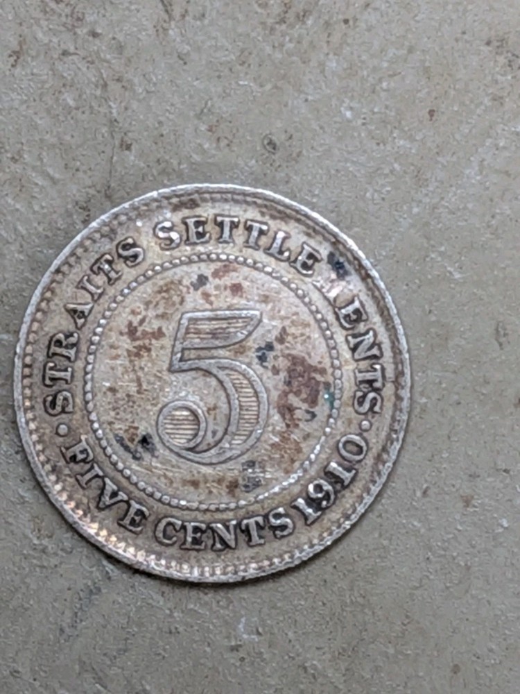 1910 Straits Settlements 5 Cents Lot#E3486 Silver!