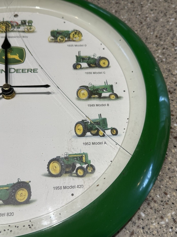 John Deere Tractor Clock Green And White