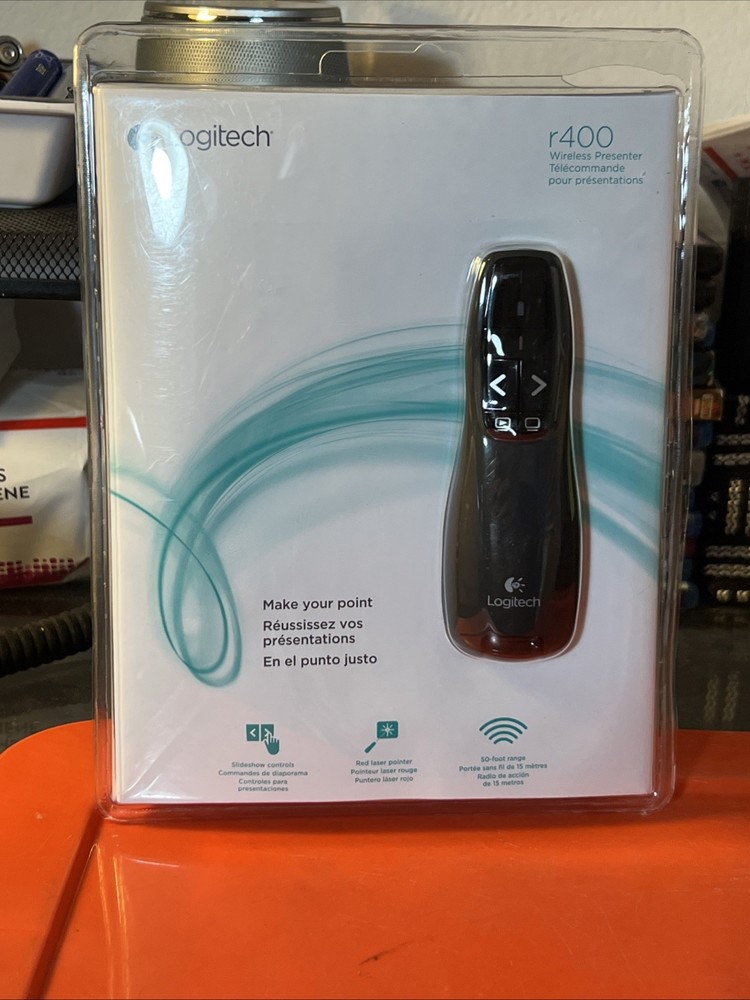 Logitech R400 Laser Presenter Remote Control & Pointer — Brand New Sealed