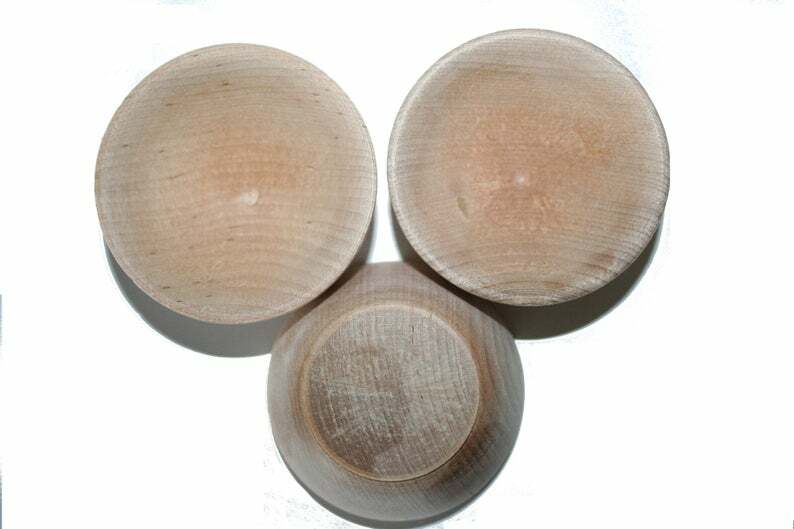 5- 2.5" Natural Wood Bowls Wooden- Kitchen Accessories Toy Kitchen Kids Wooden