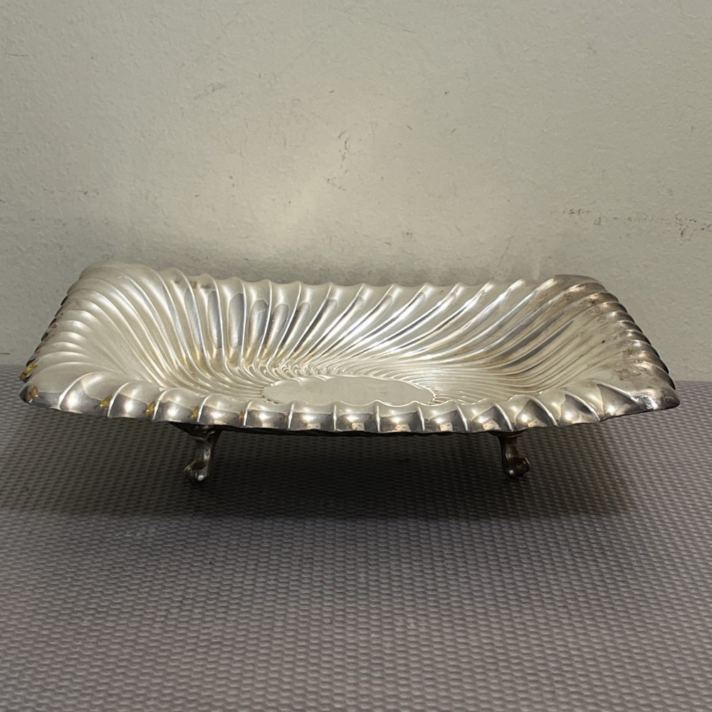 Vintage WILLIAM ADAMS Silver Plate Rectangular Footed Serving Dish 11”x 8.5”