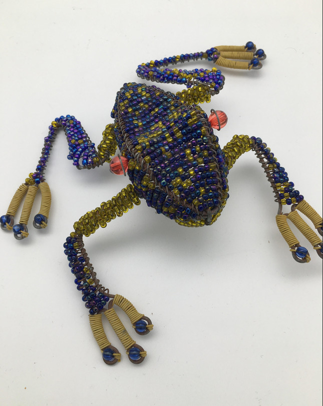 VINTAGE HANDMADE BEADED FROG