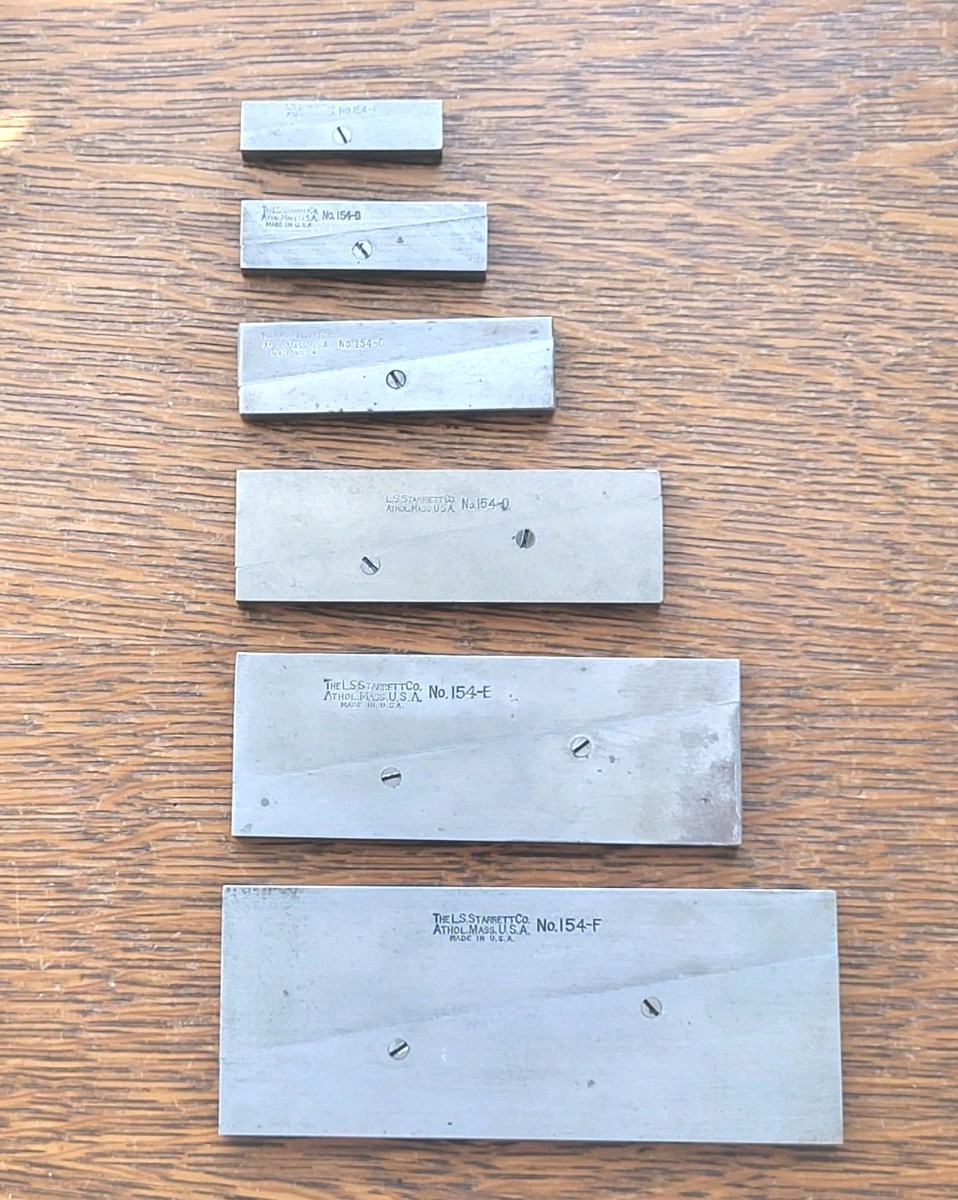 (6) Vintage L. S. Starrett No. 154 Parallels (A-F) Machinist Tools USA