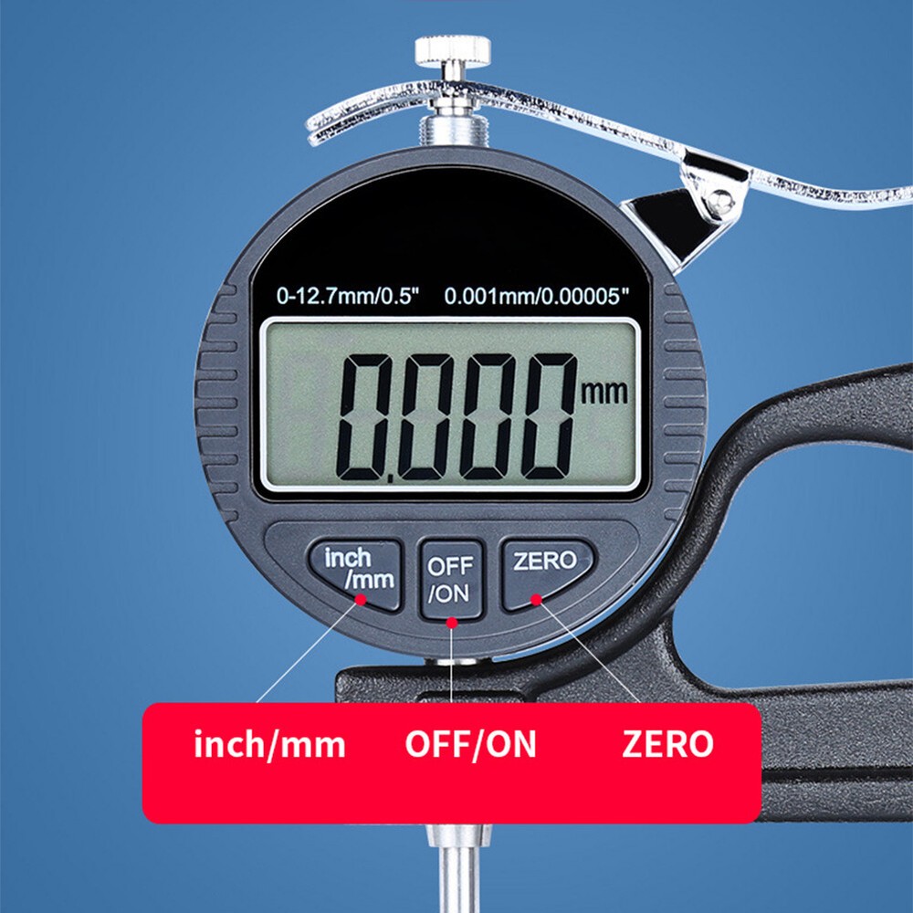 LCD Centimeter Micrometer Thickness Gauge Round Head Measuring Dial Indicator