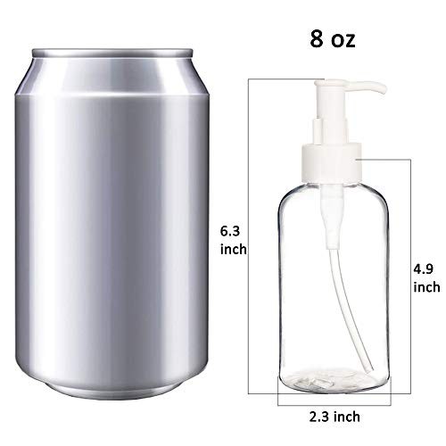 6 Pack Plastic Pump Bottles 8 Ounce, Refillable Plastic Pump Bottles Clear