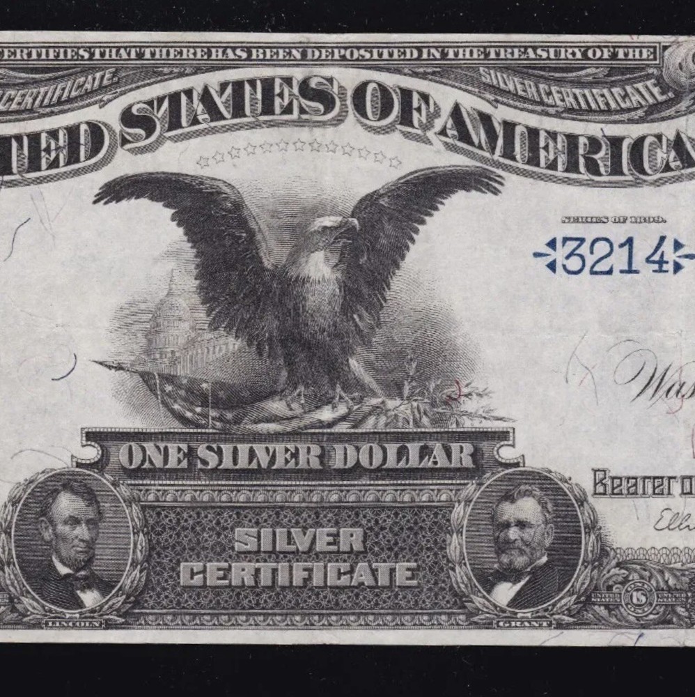 1899 $1 🇺🇸 Silver Certificate ( 4 Digit )( Unique & Gorgeous Example ) RARE