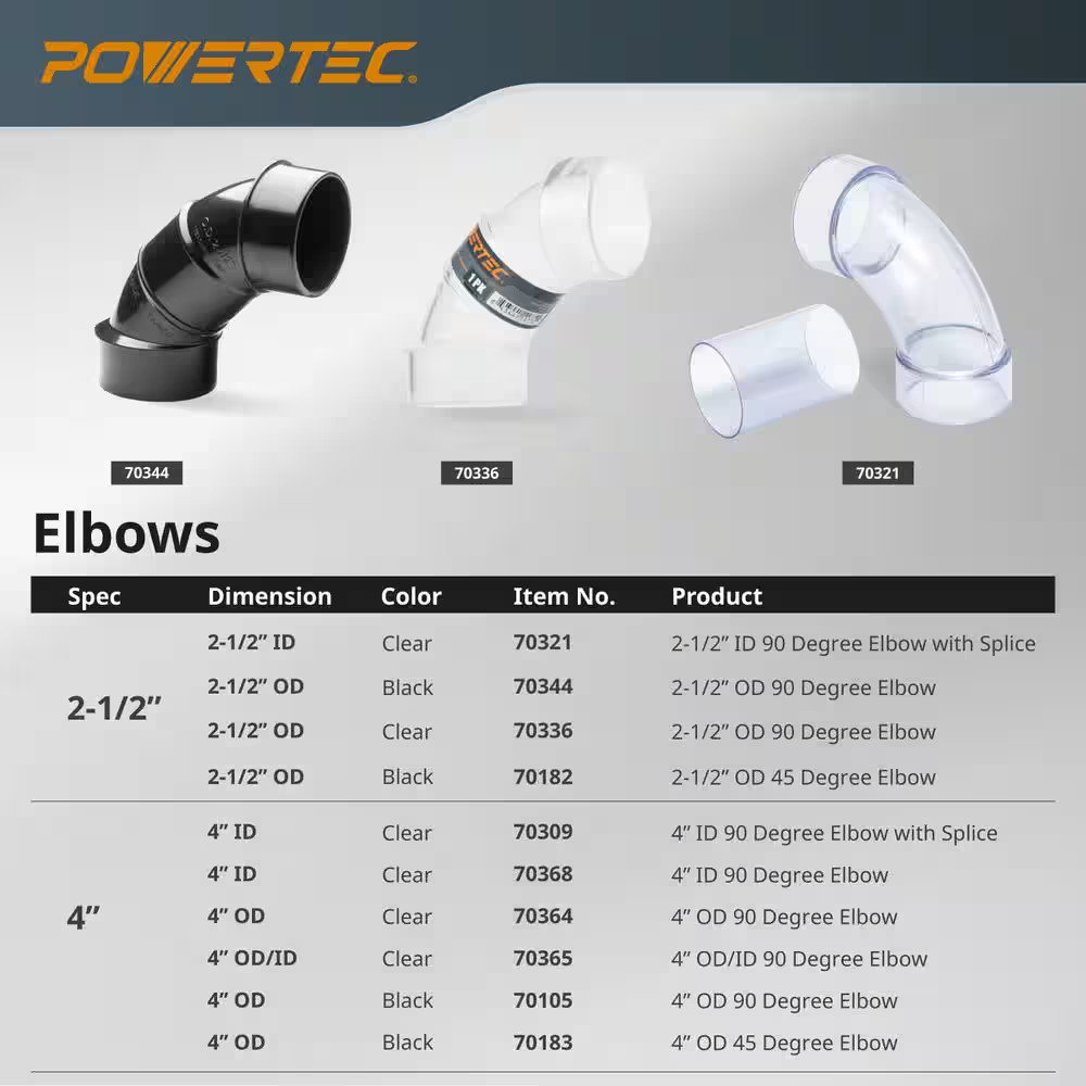 4 In. ID 90° Elbow with Splice for Dust Collection Systems (4-Pack)