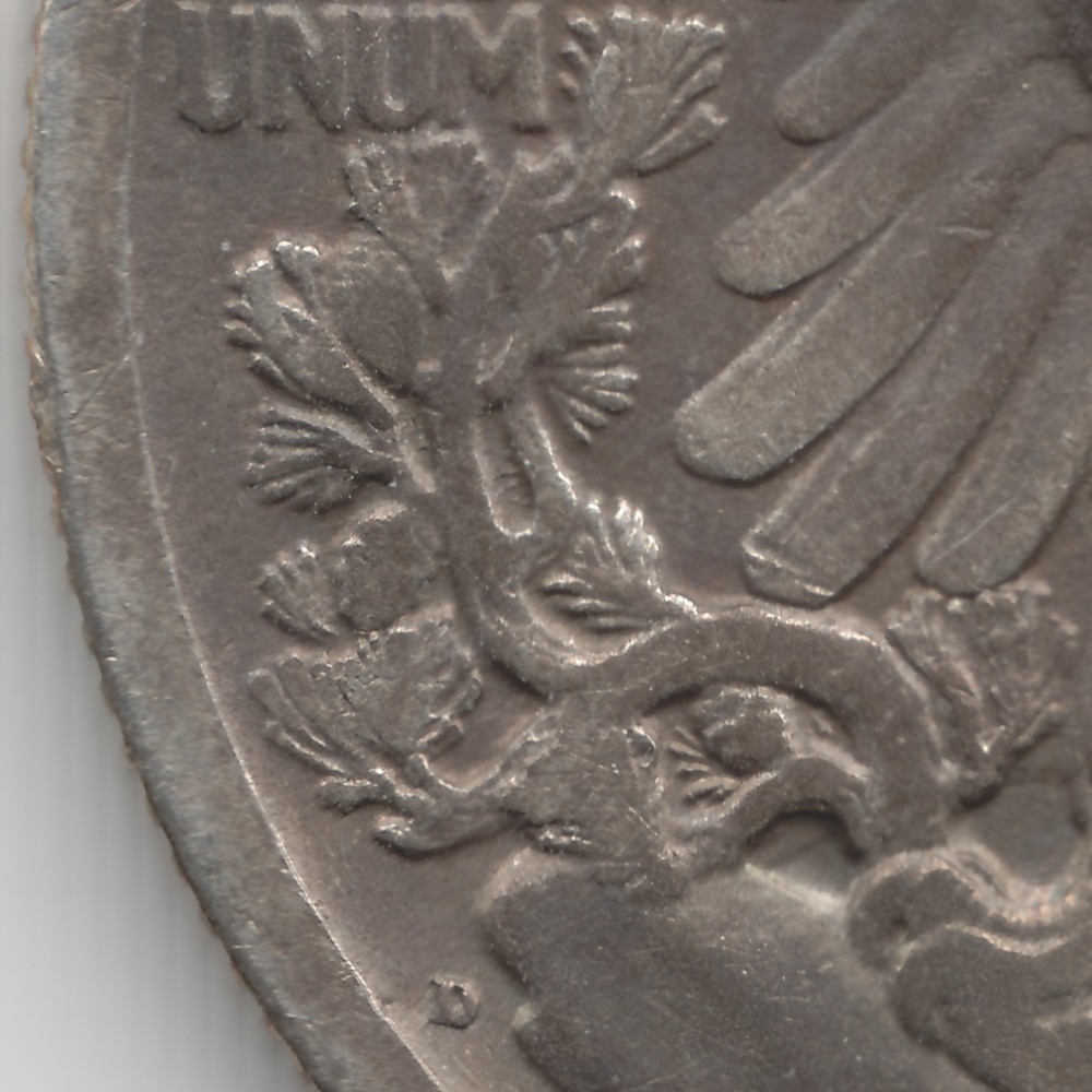 1917 D Reverse Walking Liberty Half Dollar, F-VF