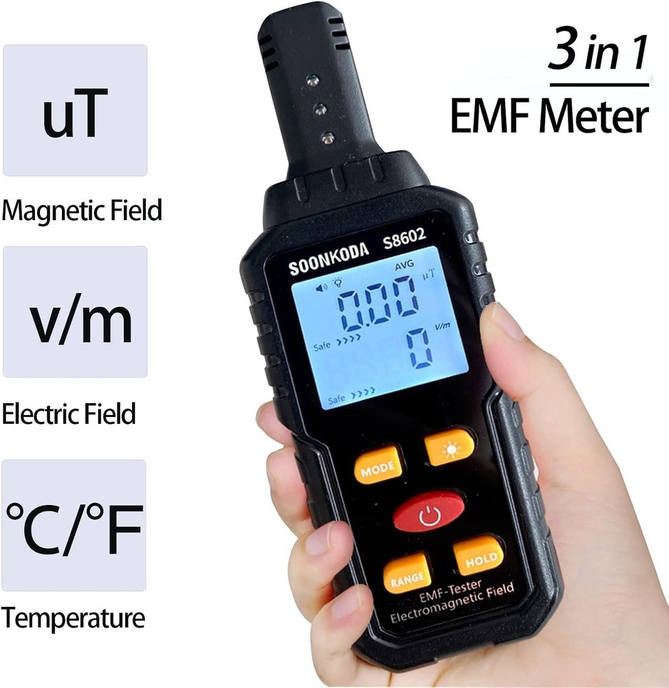 3 in 1 EMF Meter,EMF Reader,Electromagnetic Field Radiation Detector,EMF ...