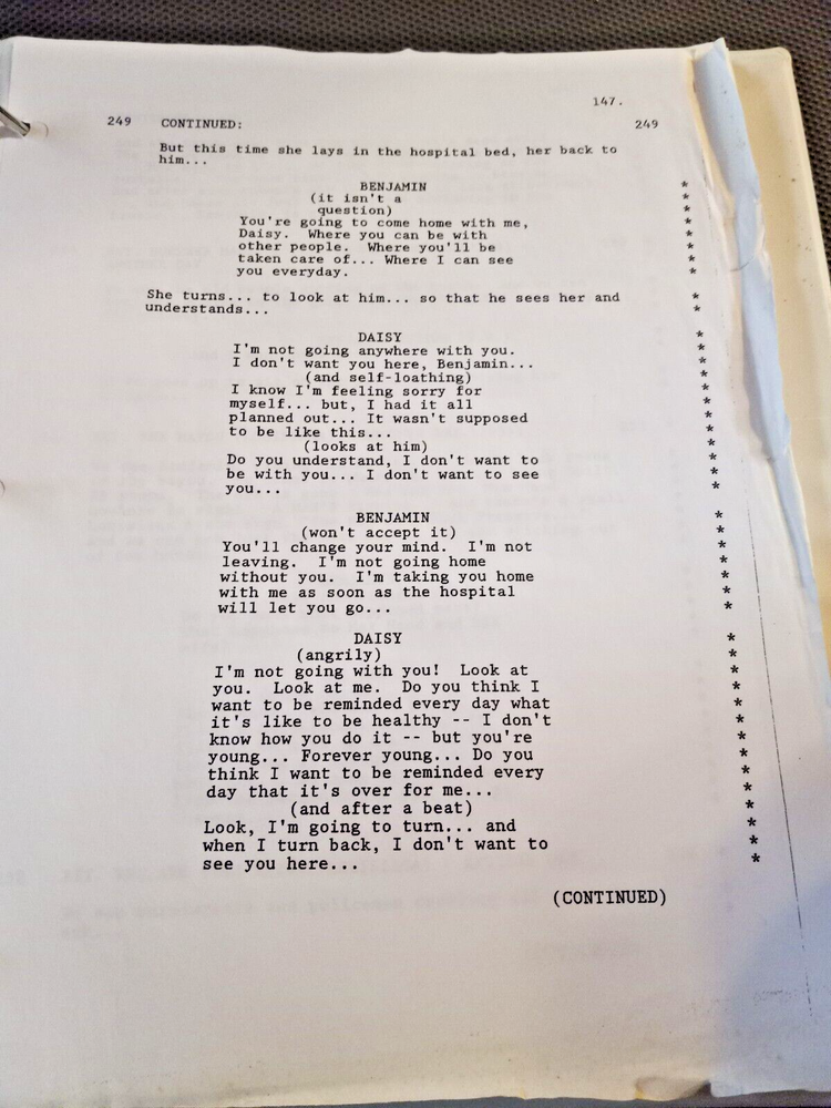 THE CURIOUS CASE OF BENJAMIN BUTTON -original script~Warner Bros~2005 GC