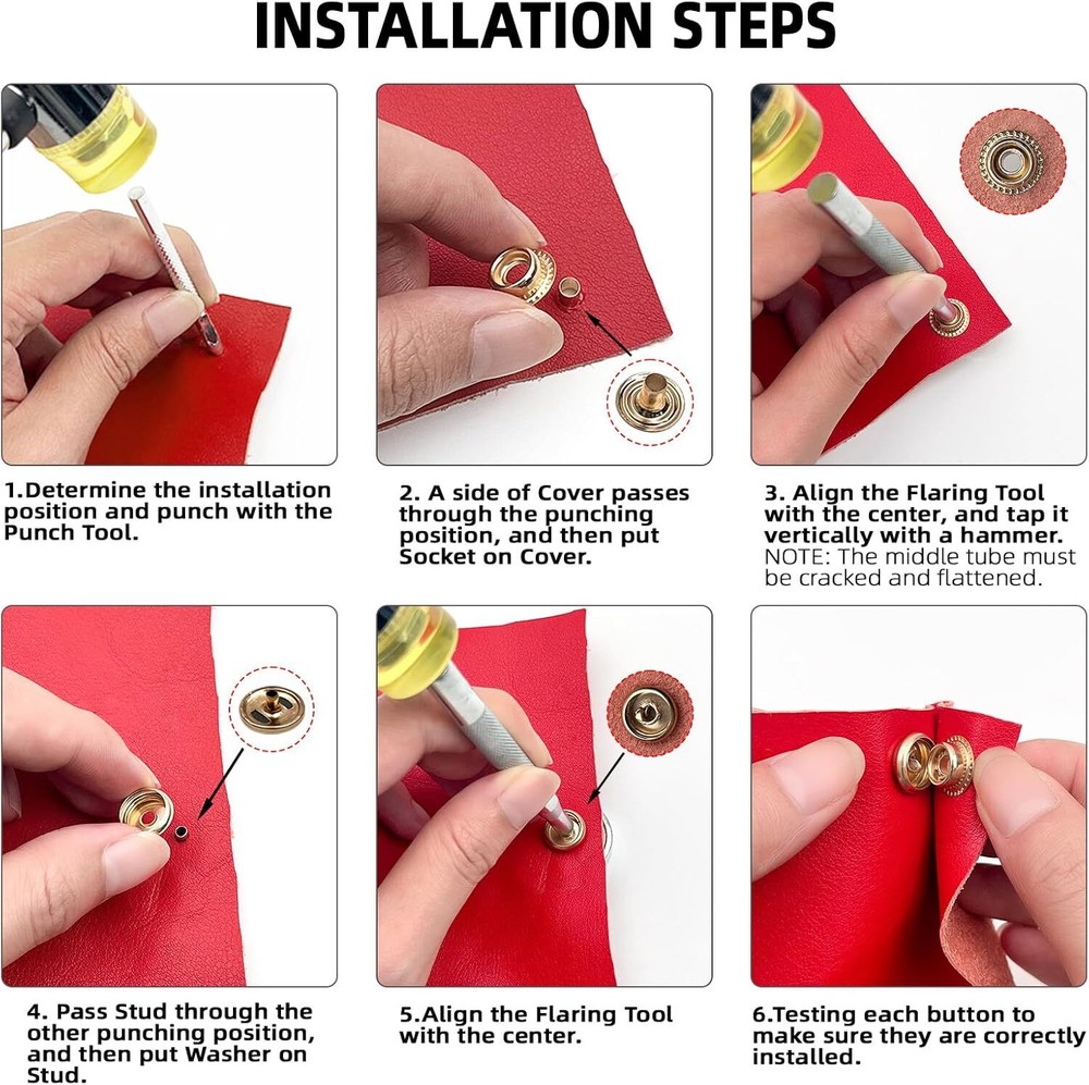 320PCS Stainless Steel Snaps, 15mm Snap Fasteners Kit Snap Button Press Stud Cap