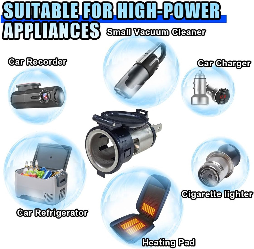 2PCS Cigarette Lighter Socket, DC 12V Car Power Outlet Socket Replacement, Water