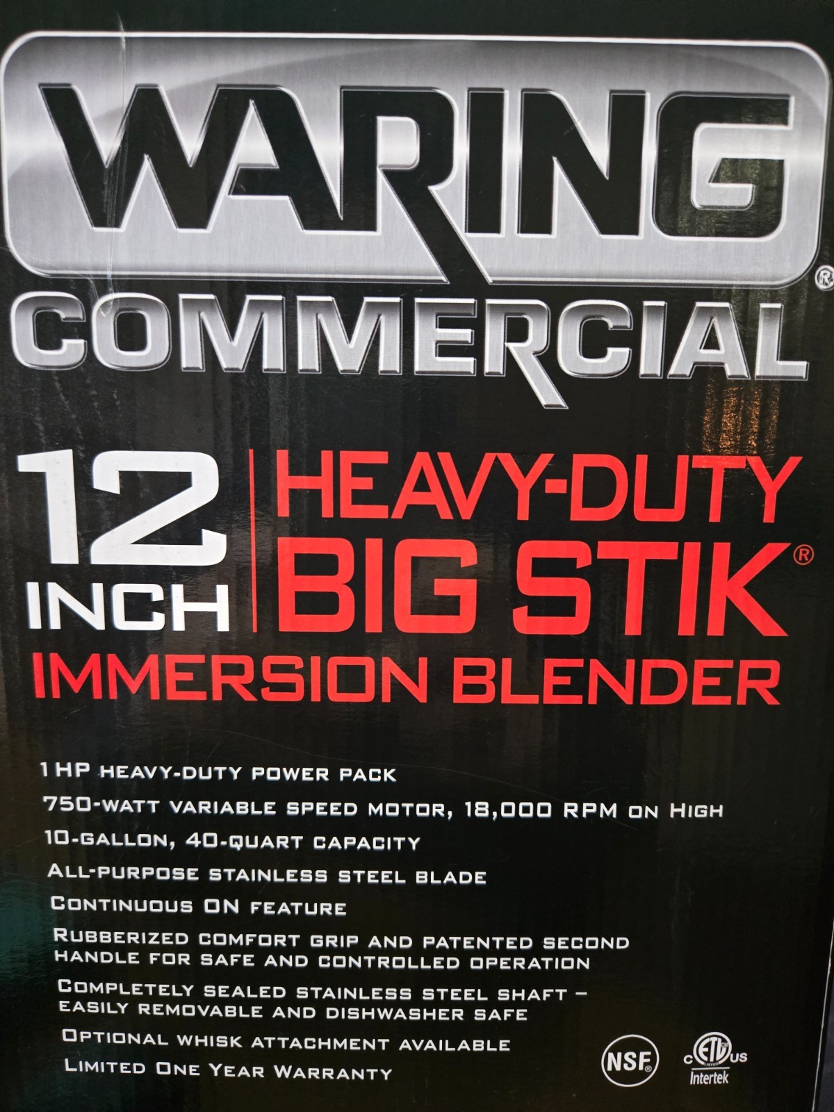 Waring WSB50 12" Variable Speed Heavy Duty Big Stik Immersion Blender