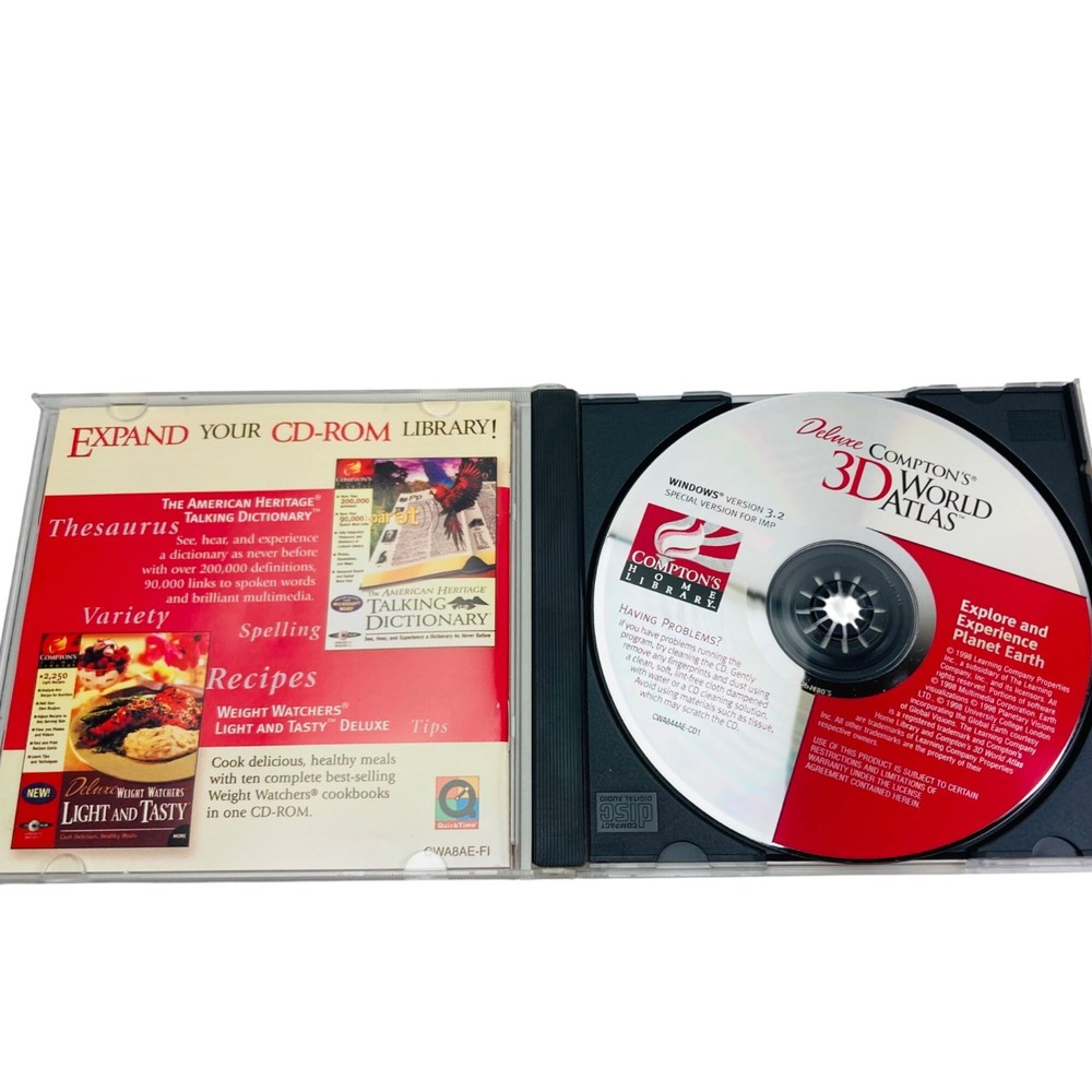 Deluxe Compton's 3D World Atlas (PC CD-ROM Software) 1998 Vintage