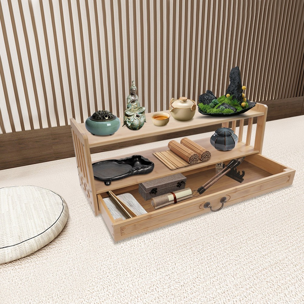 Meditation Storage Table, Altar Table with Drawer, Desktop Organizer