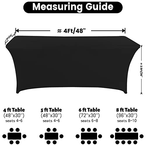 Spandex Table Cover 4 ft. Fitted Polyester 48" x 24" (Rectangular) Black