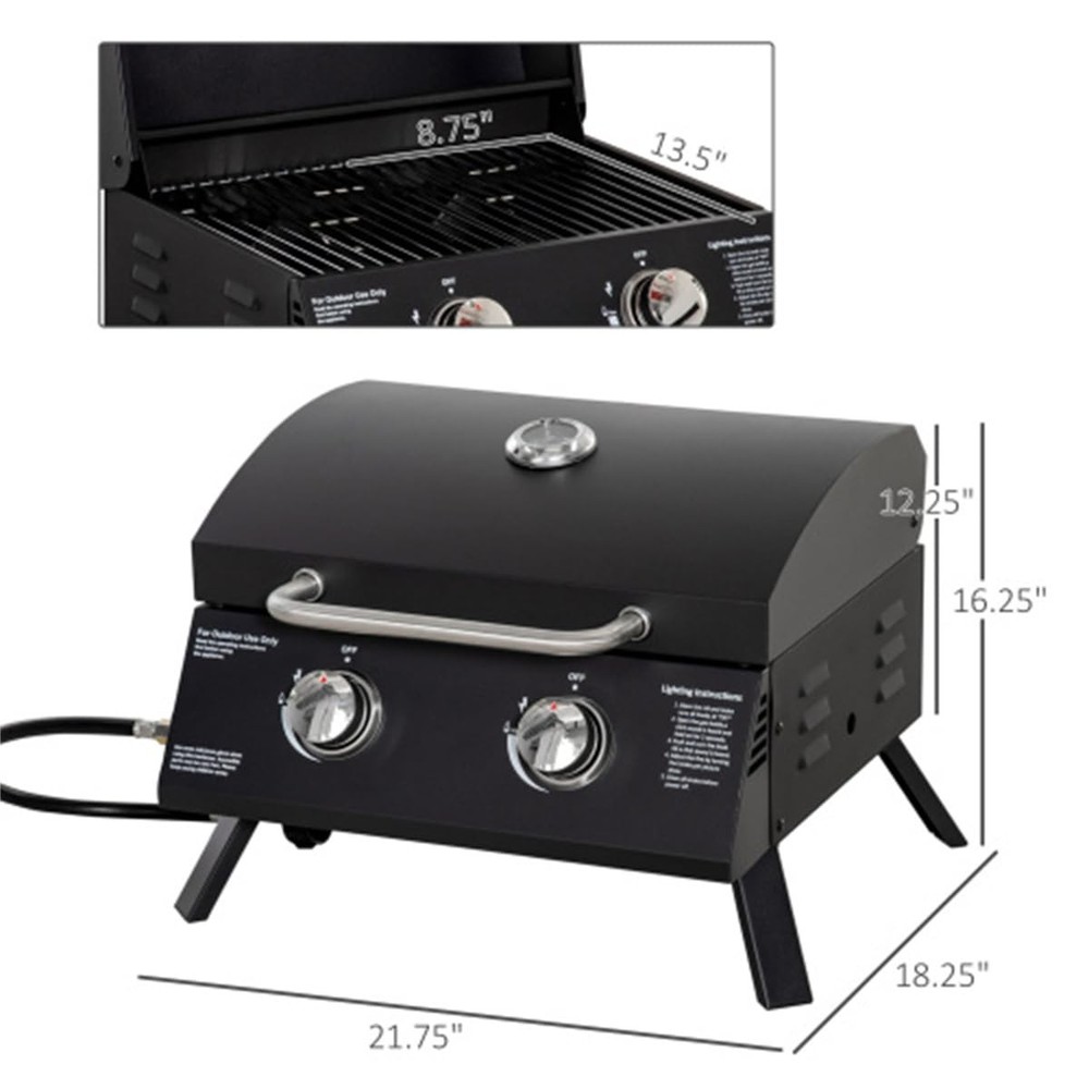 Portable Charcoal Grill Piezo Ignition Thermometer Compact Foldable Camping