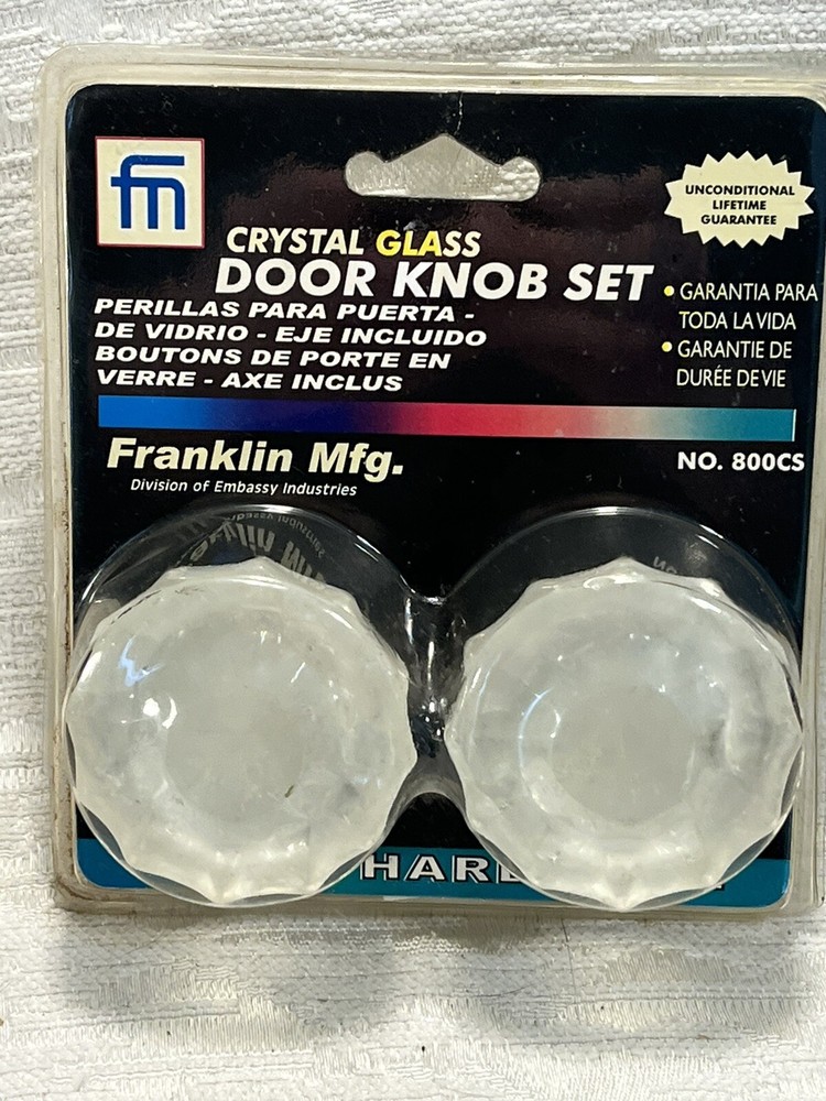 NIB Crystal Glass Door Knobs Franklin Mfg 800CS Sealed - Knobs, spindle & screws