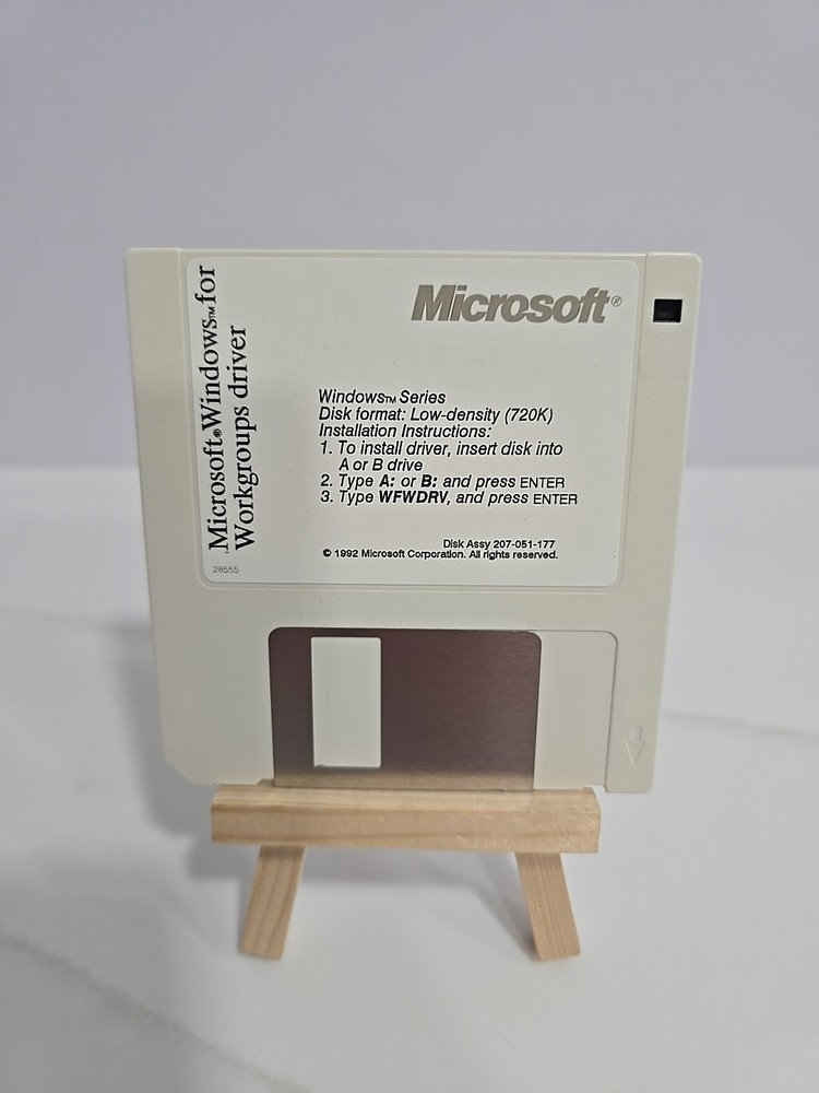 Microsoft Windows for Workgroups Driver low density 720K - 3.5" floppy disk 1992