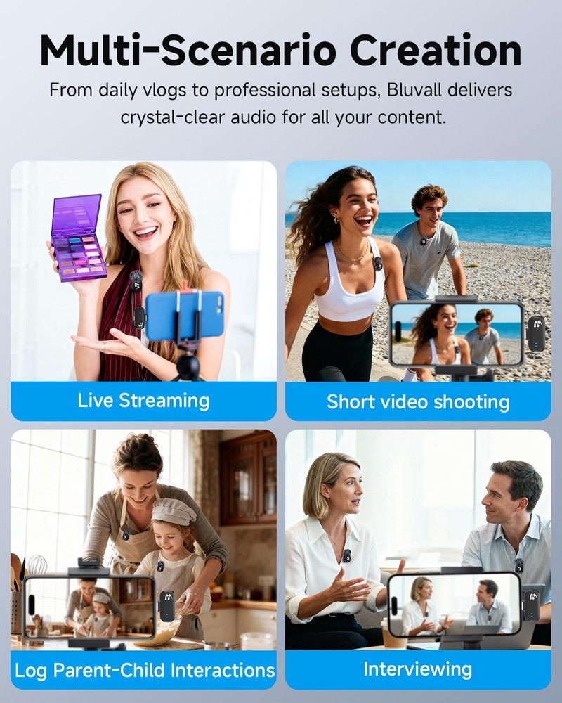 2 Pack Wireless lavalier Microphone,Mini Microphone (Lightning/USB Black Small