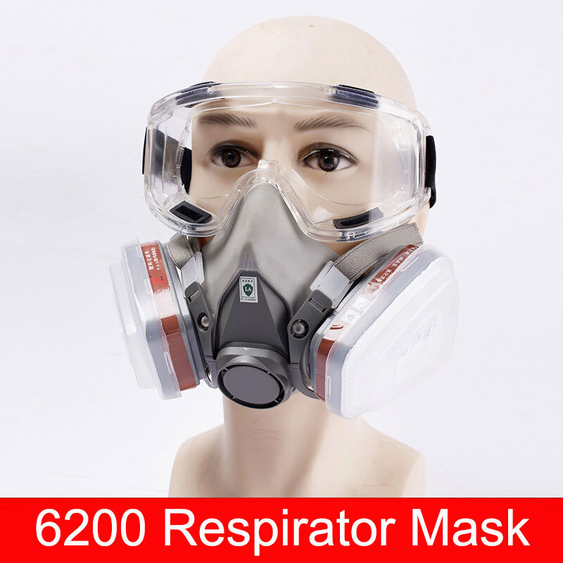 Half/Full Face Mask With Goggles Filter Anti-Dust/Gas Respirator 6200 Reusable
