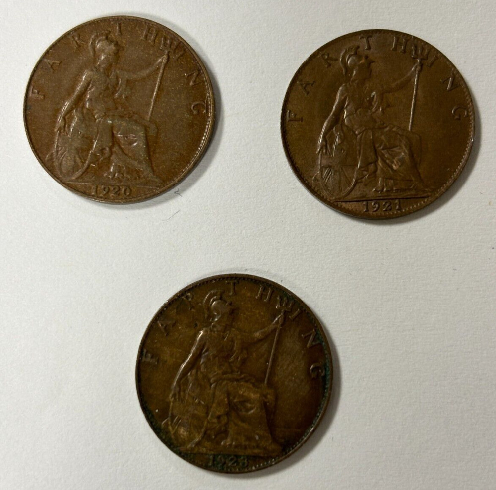 1920, 1921, & 1923 Farthing Great Britain