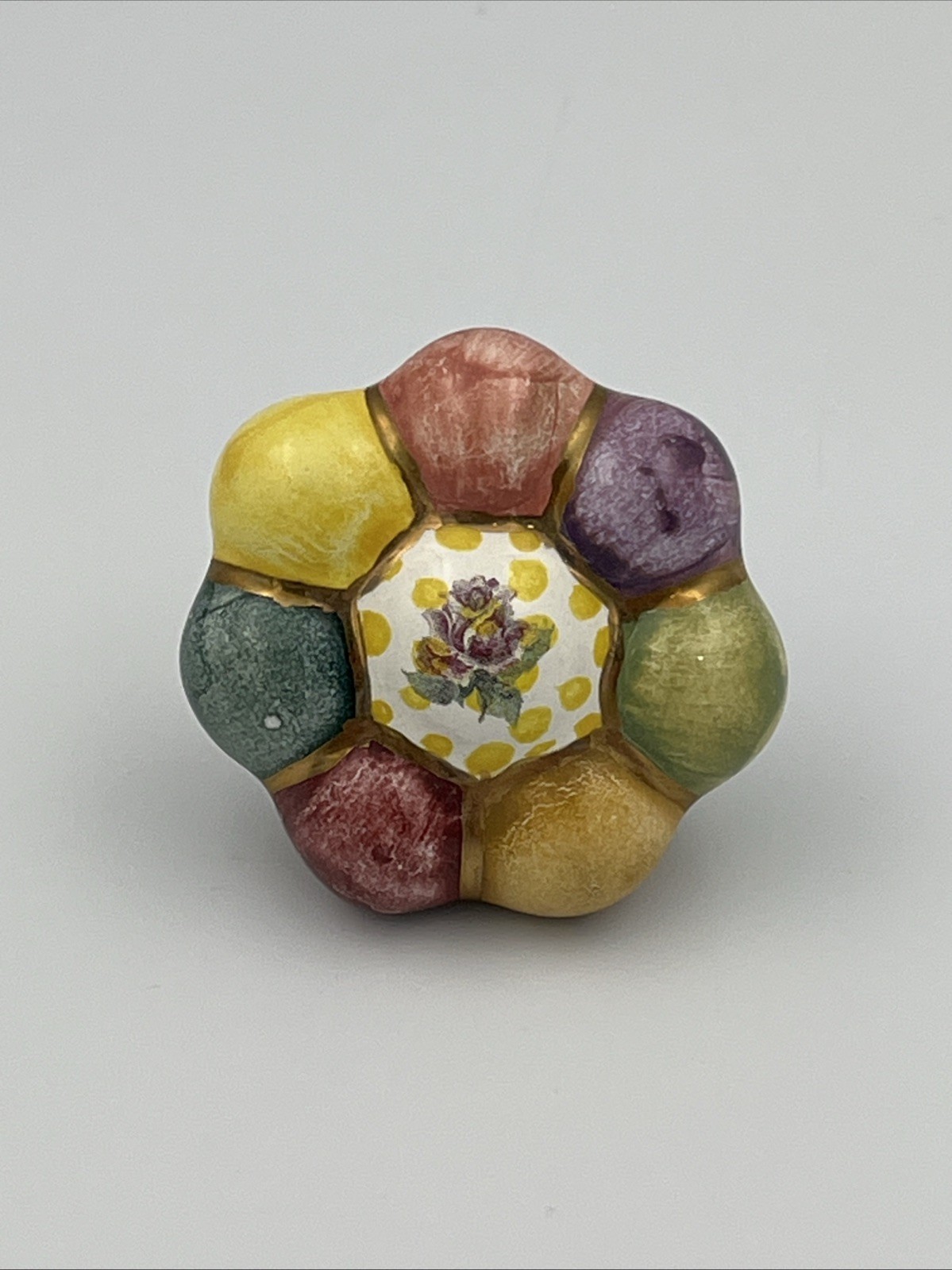 Mackenzie Childs 175” Majolica Rosie Posie Knob Pull With Hardware