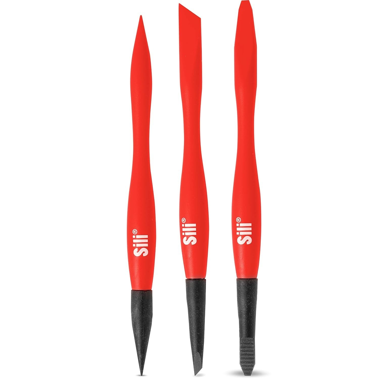 Sili Micro Glue Brush Applicator 3 Pack. Fine, Chiseled, and Flat Tapered Tips