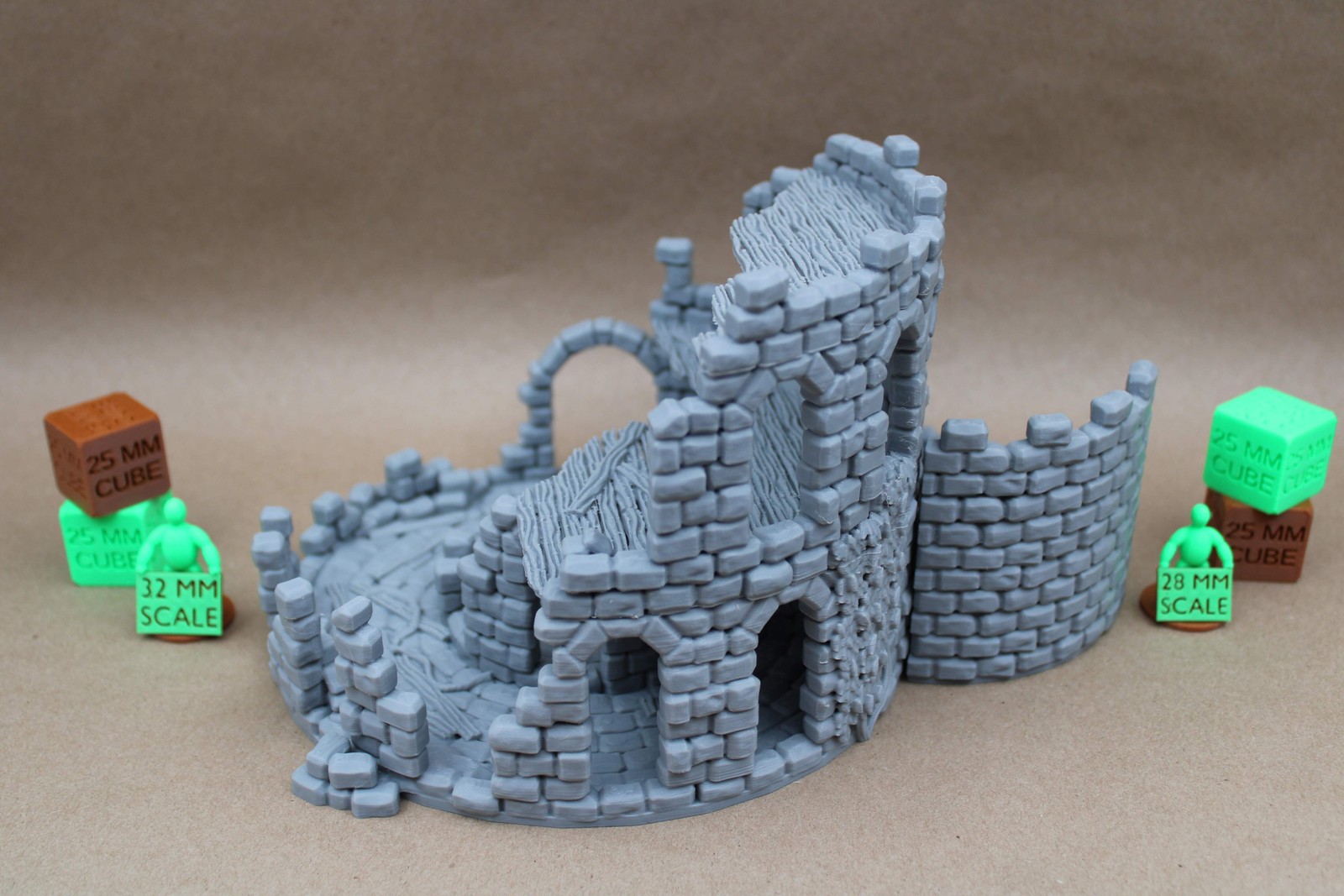 Large Double Tower 3 Story Ruin tabletop terrain for 28mm wargames