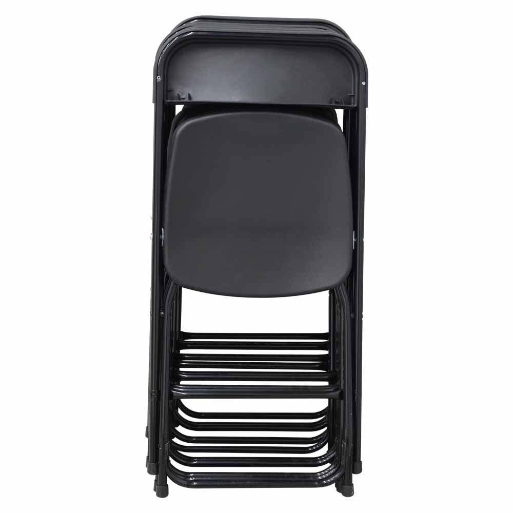 New Black Plastic Folding Chairs Stackable Chairs Enlarged Surface 10pcs/set