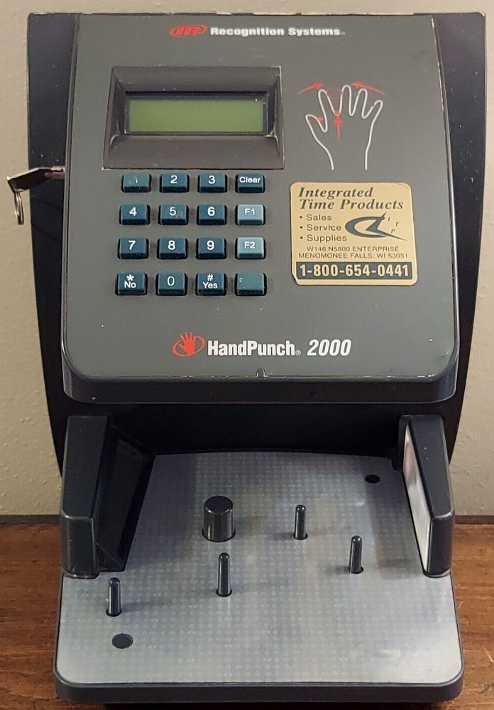 IR Recognition System Hand Punch 2000 Biometric Employee Time Clock - UNTESTED