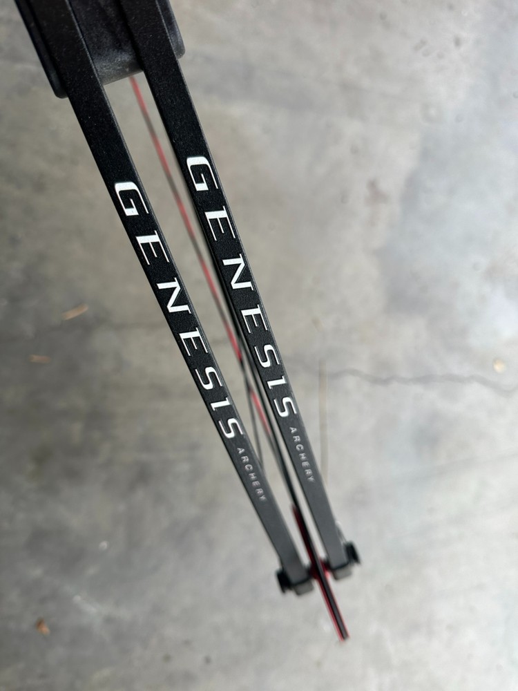 Matthews Genesis bow black riser, red wheels has D Loop installed