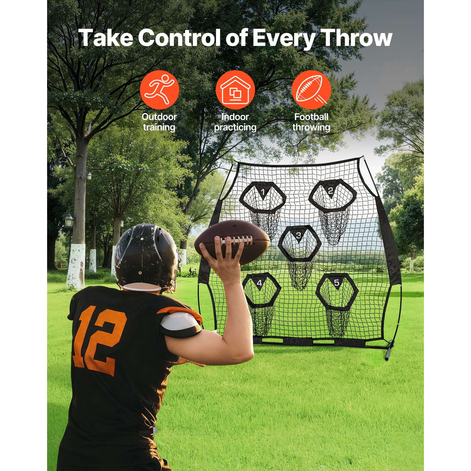 Uimoso 6x6ft Portable Football Throwing Net for QB Training and Practice - Black