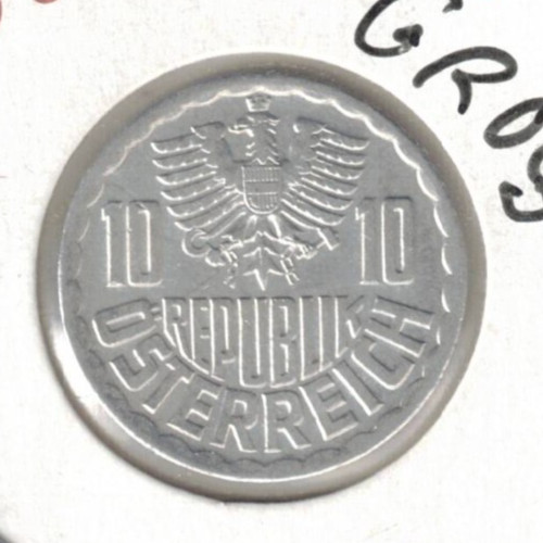 1980 Austria 10 Groschen Imperial Eagle Austrian Shield Coin!