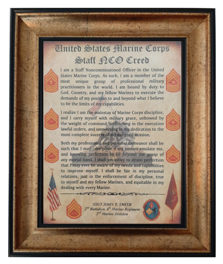 MC-BETTER: MARINE CORPS Staff NCO Creed FRAMED (B2) PERSONALIZED